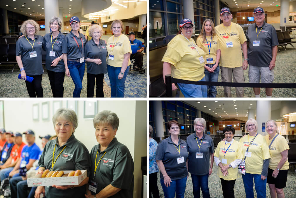 Volunteers from a flight